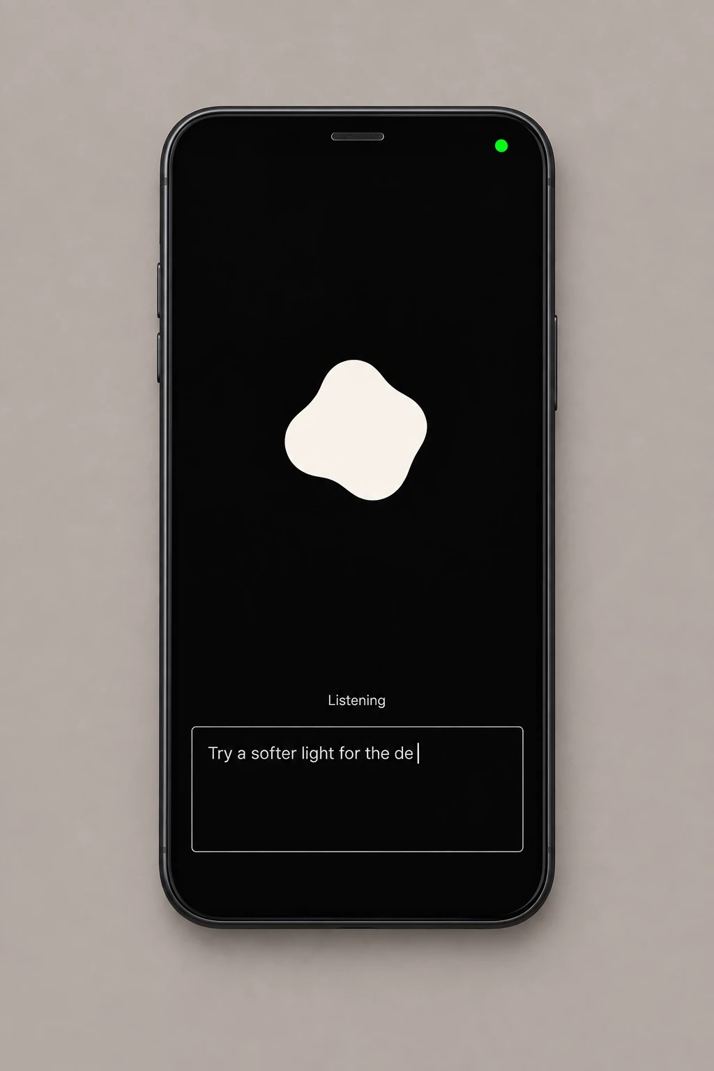 SideNote Capture on a straight-on black phone resting on a warm-gray surface